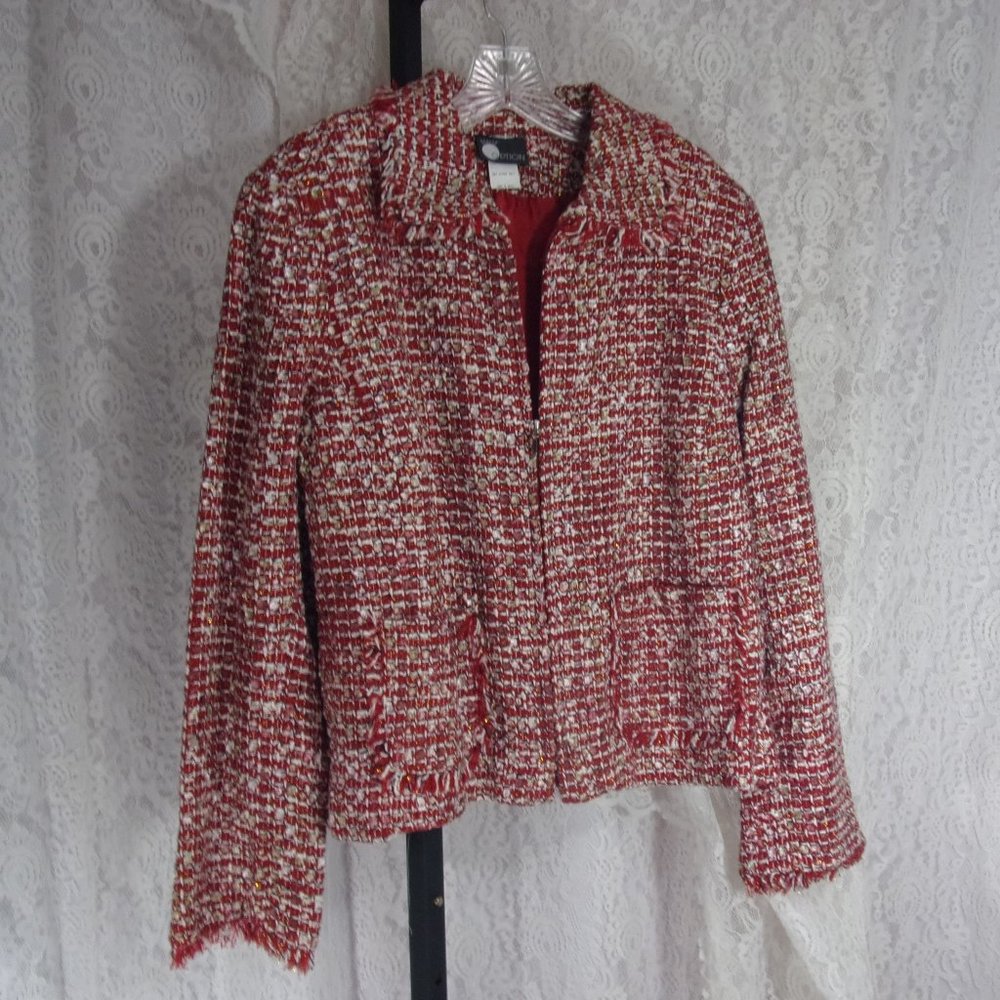 Red White Black Zip Front Jacket